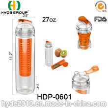 Botella de agua del infuser de la fruta plástica a estrenar de la moda 2015, botella de agua de Tritan libre de BPA (HDP-0601)